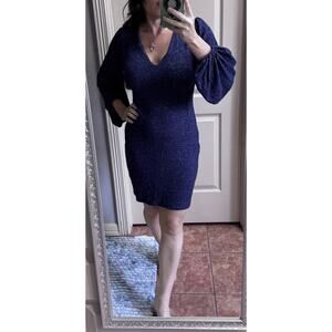 Max + Ash Heather Blue Lantern Sleeve dress size S